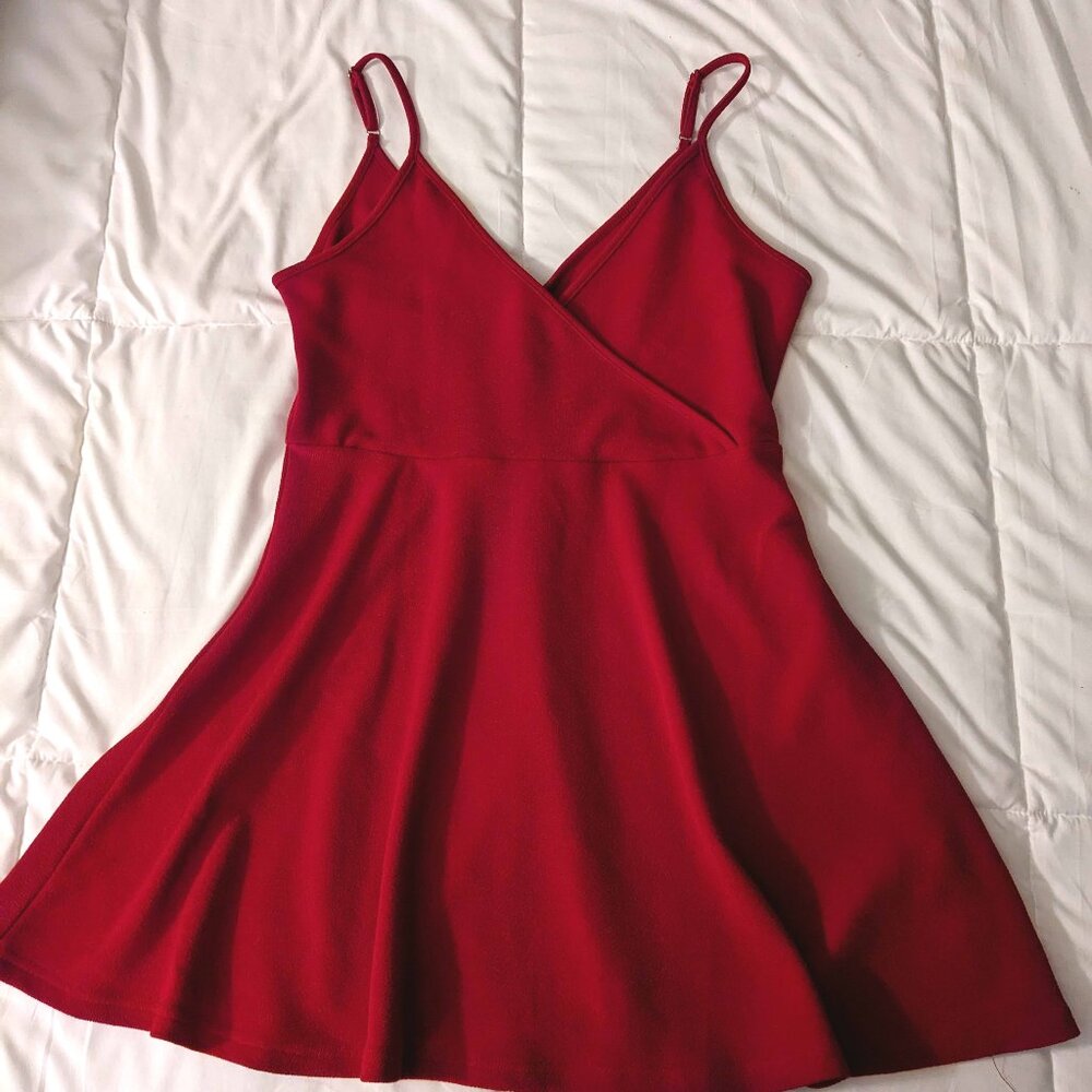 Adome V-neck Red Minidress, XL